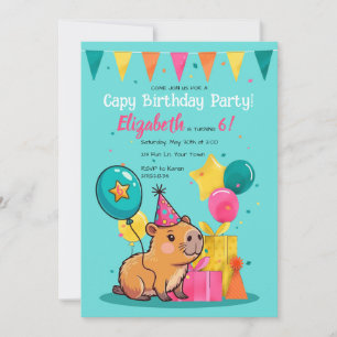 Happy Capy Birthday Capybara Invitation Colorful