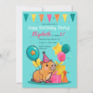 Happy Capy Birthday Capybara Invitation Colorful
