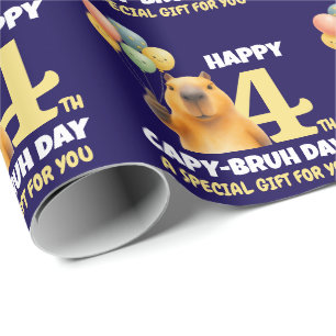 HAPPY CAPY BRUH DAY Custom 4th Birthday Capybara Wrapping Paper