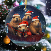 Christmas Capybara Funny Animal Lovers Ornament