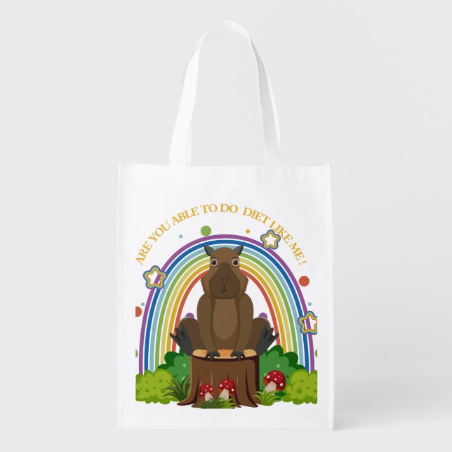 happy capybara make diet grocery bag (Front)