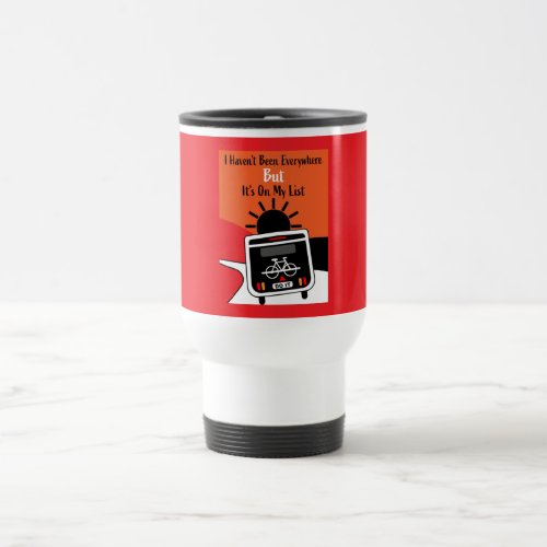 happy caravan camping trip  travel mug