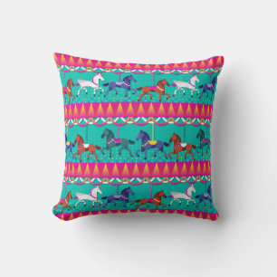 Happy carousel throw pillow