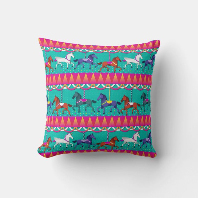 Happy carousel throw pillow (Front)