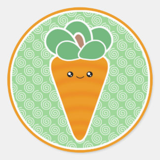 Happy Carrot Kawaii Classic Round Sticker