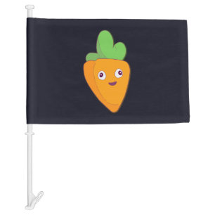 Happy Carrot Top Face 🥕 Car Flag
