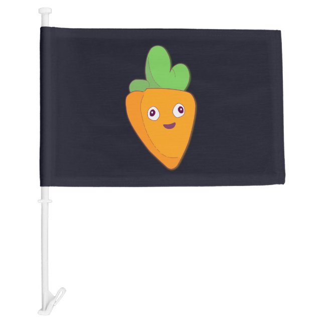 Happy Carrot Top Face 🥕 Car Flag (Front)