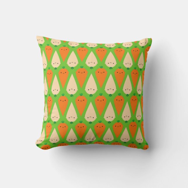 Happy Carrots & Parsnips Throw Pillow (Front)