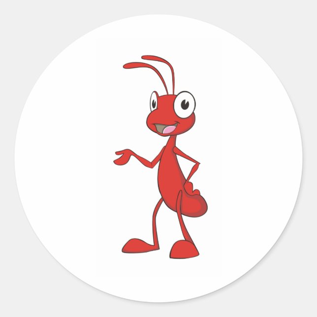 Happy Cartoon Ant Classic Round Sticker (Front)