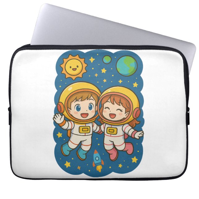Happy Cartoon Astronauts Outer Space Sleeve (Front)