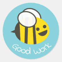Great Work or Job Teacher Student School Bee Apple Classic Round Sticker, Zazzle