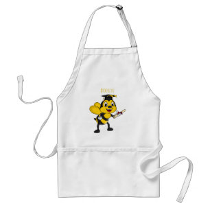 Happy cartoon bee graduation adult apron