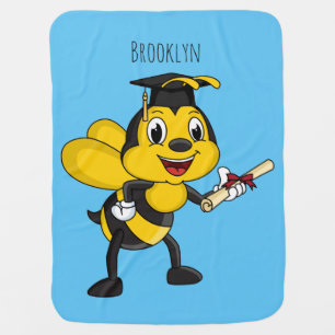 Happy cartoon bee graduation baby blanket