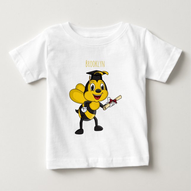 Happy cartoon bee graduation  baby T-Shirt (Front)