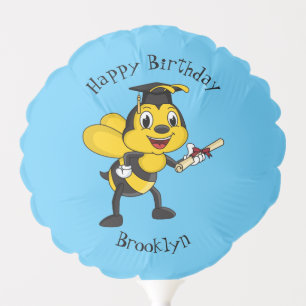 Happy cartoon bee graduation balloon