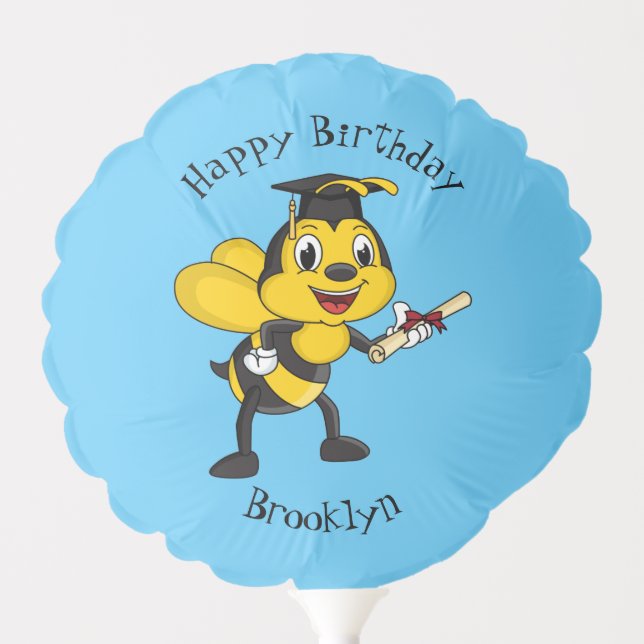 Happy cartoon bee graduation balloon (Front)