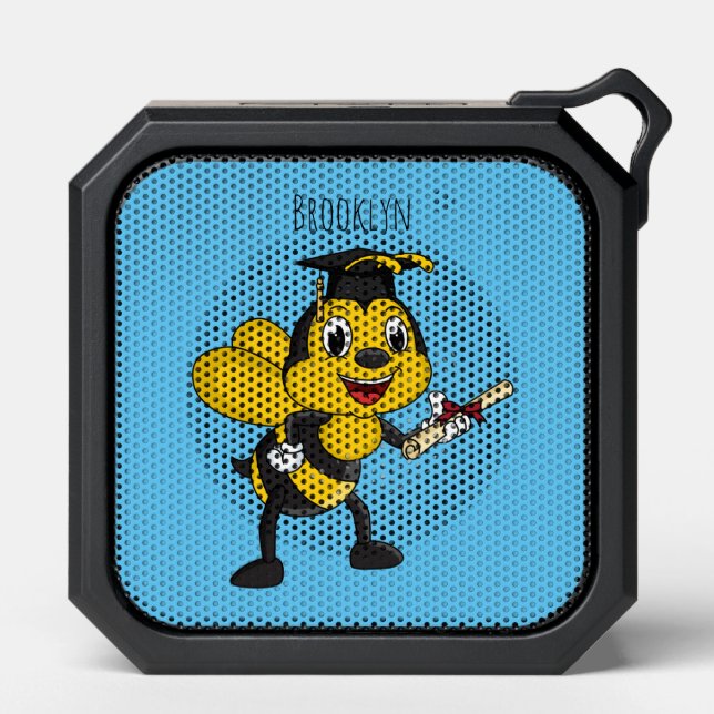 Happy cartoon bee graduation bluetooth speaker (Front)