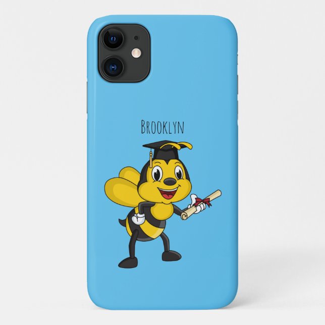 Happy cartoon bee graduation Case-Mate iPhone case (Back)