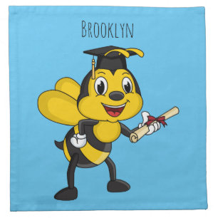 Happy cartoon bee graduation cloth napkin