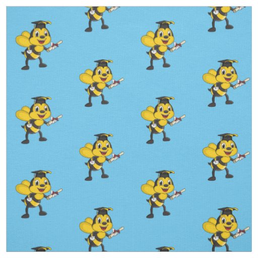 Happy cartoon bee graduation fabric