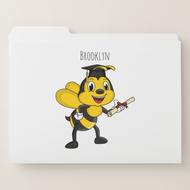 Happy cartoon bee graduation  file folder (Front Left)