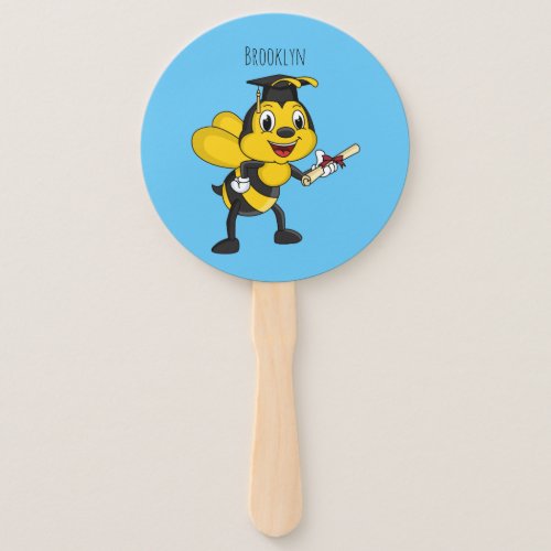 Happy cartoon bee graduation  hand fan