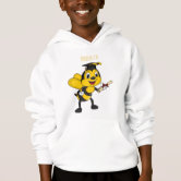 Cartoon Happy Bee Print Kids Girls Hoodie Back Graphic Hooded