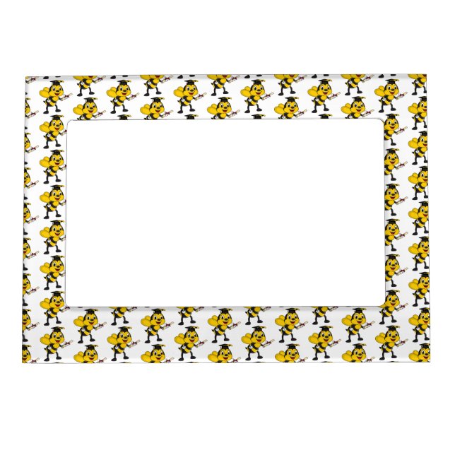Happy cartoon bee graduation magnetic frame (Front)