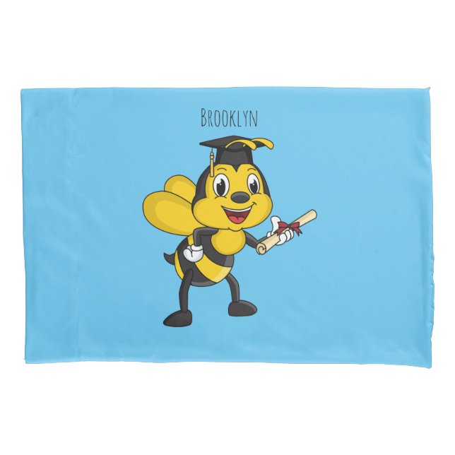 Happy cartoon bee graduation pillow case (Front)