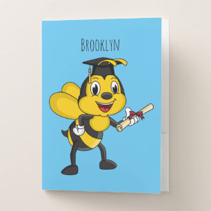 Happy cartoon bee graduation pocket folder