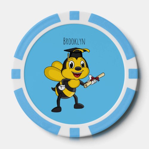 Happy cartoon bee graduation  poker chips