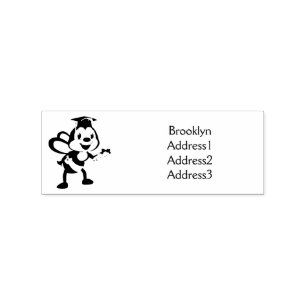 Happy cartoon bee graduation rubber stamp