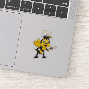 Happy cartoon bee graduation sticker