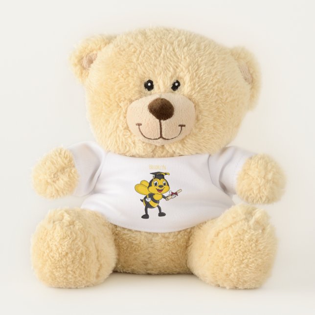 Happy cartoon bee graduation teddy bear (Front)