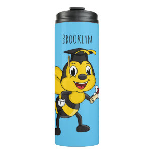 Happy cartoon bee graduation thermal tumbler