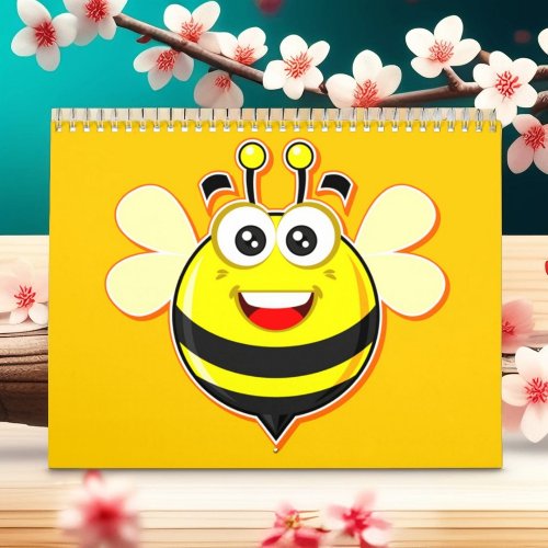 Happy Cartoon Bees Black and Yellow drawing        Calendar