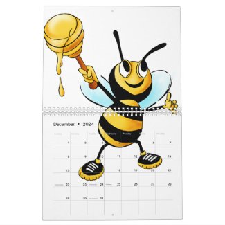 Happy Cartoon Bees Black and Yellow drawing       