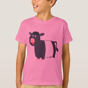 Happy Cartoon Belted Galloway Cow Kids T-Shirt