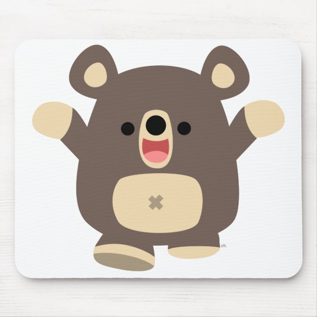 Happy Cartoon Black Bear mousepad (Front)