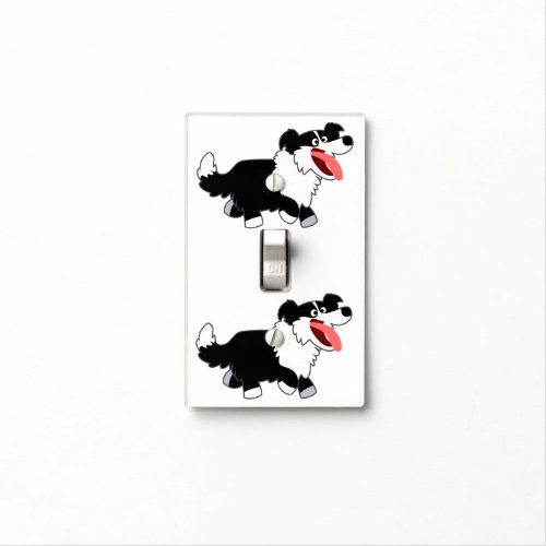 Happy Cartoon Border Collie Light Switch Cover