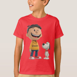 Happy Cartoon Boy and Dog Duo – Cute 3D Style T-Shirt