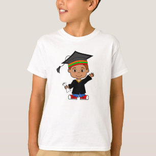 Happy Cartoon Boy Wearing Cap and Gown T-shirt