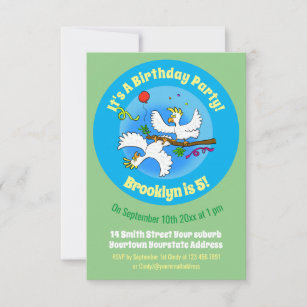 Happy cartoon cockatoo birds  invitation