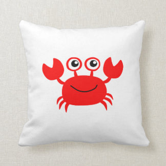 Happy Cartoon Crab Throw Pillow