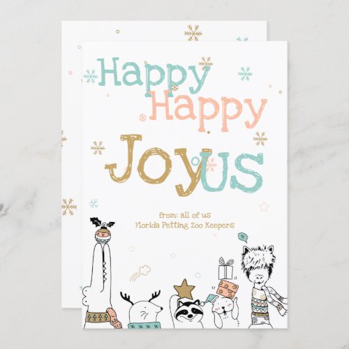 Happy Cartoon Critters Animal Workers Christmas Invitation