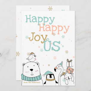 Happy Cartoon Critters Christmas Invitation