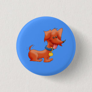 Happy Cartoon Dachshund Button