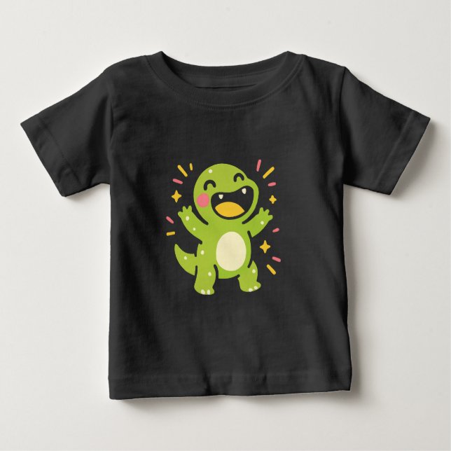 Happy Cartoon Dinosaur Baby T-Shirt (Front)