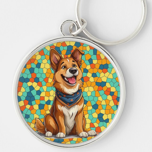 🐶 Happy Cartoon Dog For Pet Lover Gift 🐶 Keychain (Front)