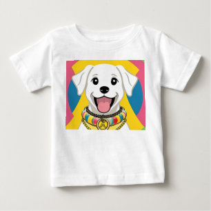 Happy Cartoon Dog with Colorful Collar Baby T-Shirt